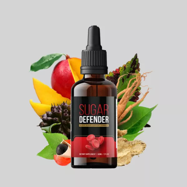 A bottle of Sugar Defender, a dietary supplement designed to help reduce sugar intake and promote a healthier lifestyle.