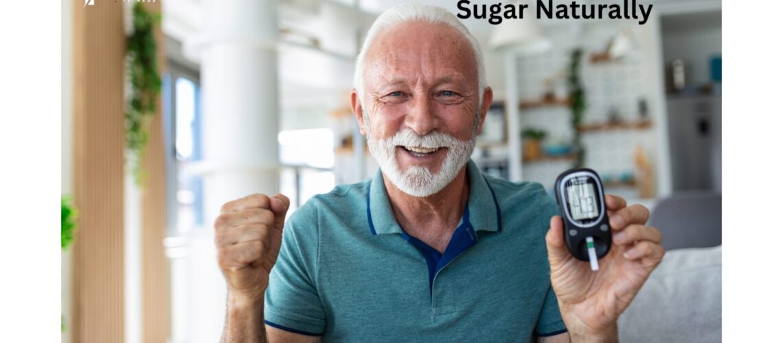 "Elderly man smiling while holding a blood sugar meter."