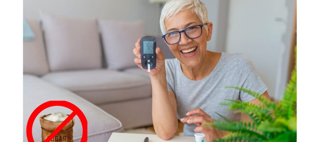 Lady holding a blood sugar tester, focusing on how to balance blood sugar levels naturally.