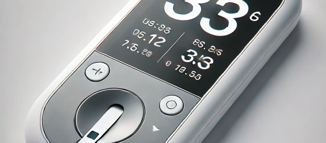 Modern blood sugar monitor featuring a digital display and sleek design, ideal for managing glucose levels effectively.